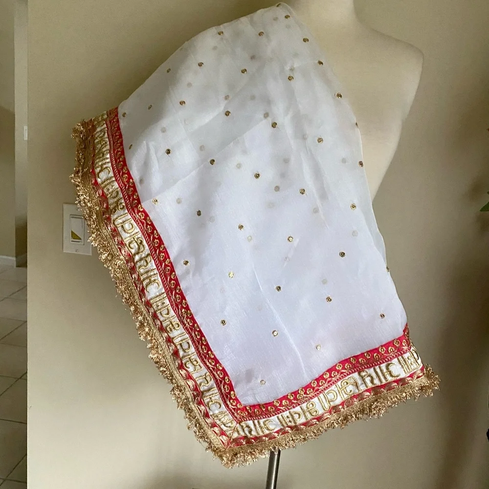 Saree sari with Hindi writing Ayushbhava wedding new